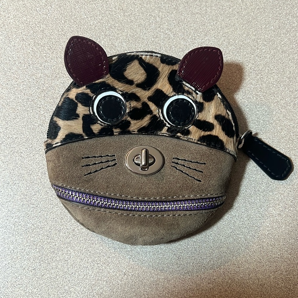 Coach cat zip coin purse